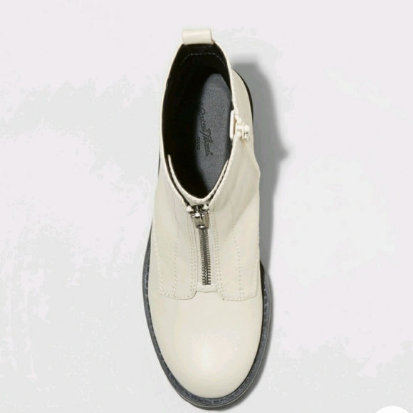 Universal Thread Shoes - Courtney Front Zip White Combat Boots By Universal Thread